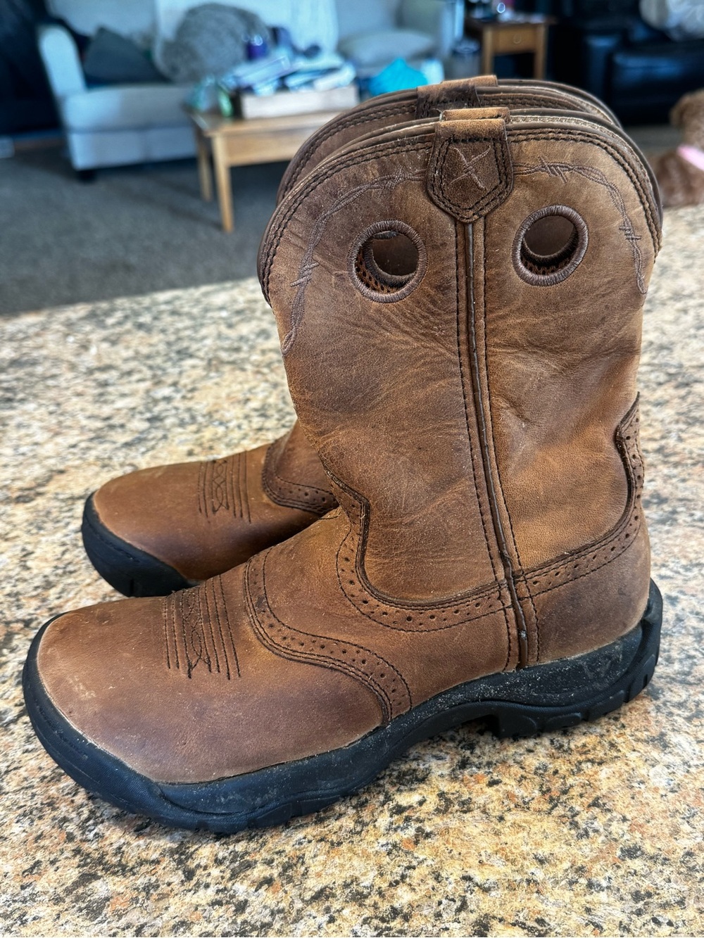 Twisted X 9" All Around Western Work Cowboy Boots Womens Size 9.5 Leather Pullon